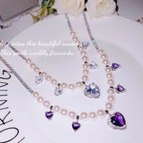 Elegant Zircon Heart Pendant Necklace High Carbon Diamond Wedding