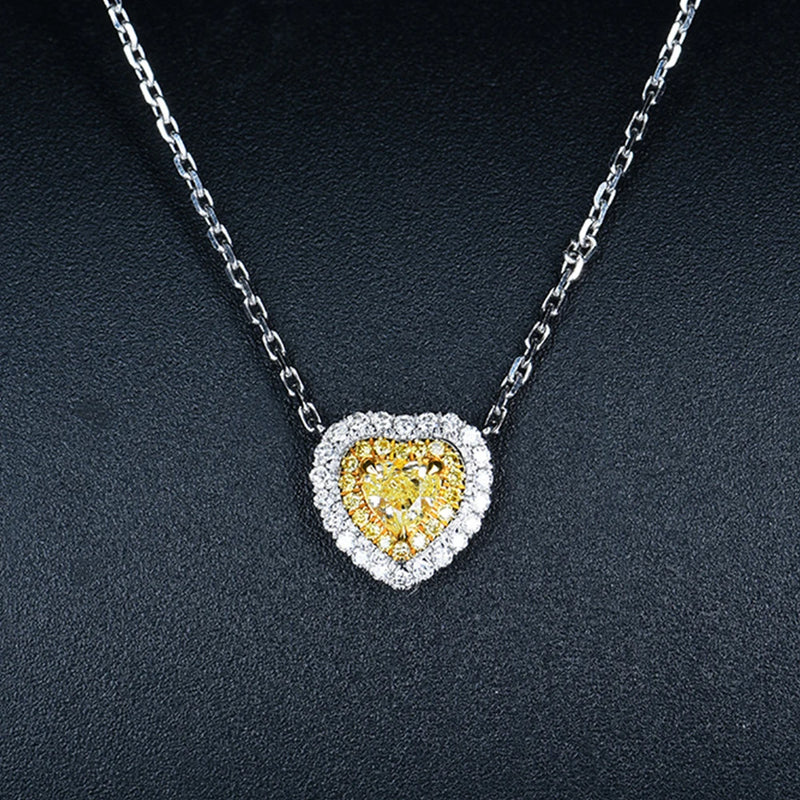 Heart Pendant Zircon Diamond Necklace Wedding