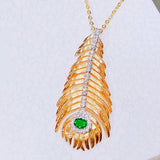 Feather Necklace Zircon Jewelry Girl's Holiday Gift