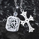Geometric Emerald Cross Necklace with Zircon Jewelry for Women