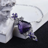 Geometric Amethyst Necklace with Zircon Jewelry