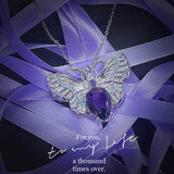 Amethyst Butterfly Necklace Zircon Jewelry Holiday Gift