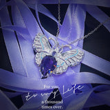 Amethyst Butterfly Necklace Zircon Jewelry Holiday Gift