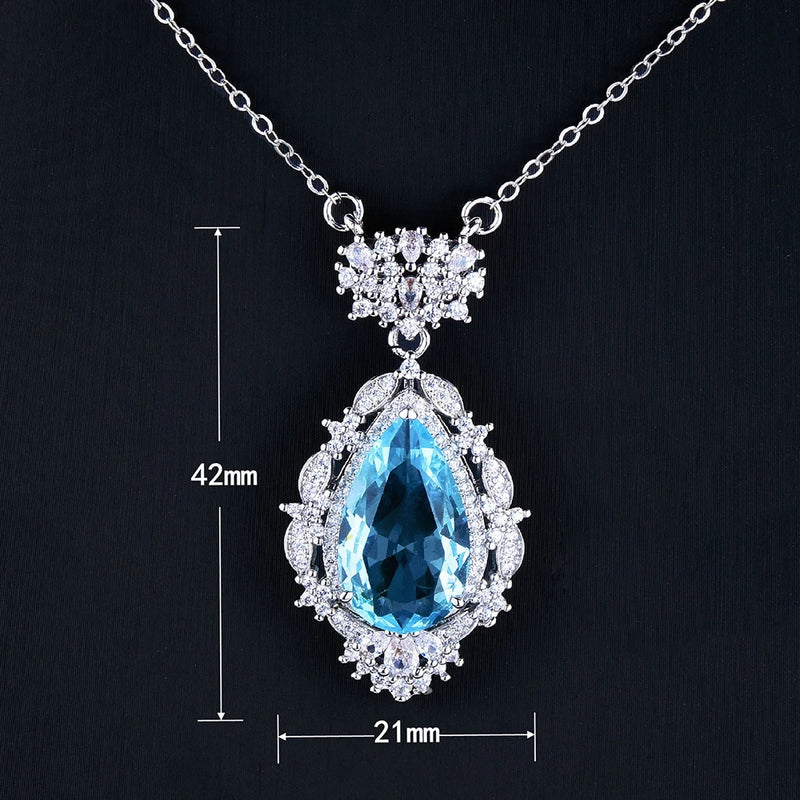 Gem Water Drop Necklace Bright Zircon Jewelry for Women