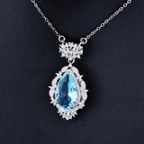 Gem Water Drop Necklace Bright Zircon Jewelry for Women