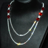 Natural Ruby Zircon Necklace Female Sweater Chain
