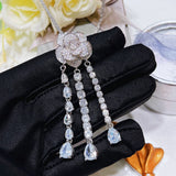 Water Drop Camellia Necklace Brilliant Zircon Jewelry