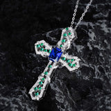 Women's Emerald Cross Necklace Zircon Jewelry Holiday Party
