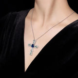 Women's Emerald Cross Necklace Zircon Jewelry Holiday Party