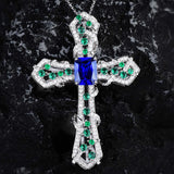 Women's Emerald Cross Necklace Zircon Jewelry Holiday Party