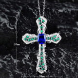 Women's Emerald Cross Necklace Zircon Jewelry Holiday Party