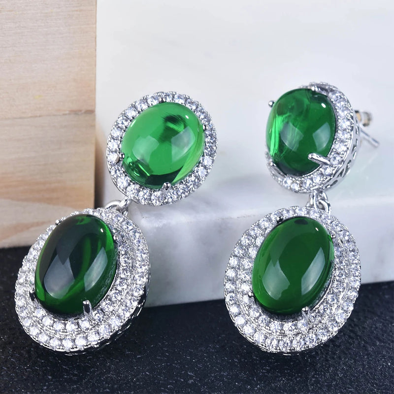 Colombian Emerald Imitation Earrings Zircon Jewelry