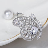 Asymmetric Butterfly Pearl Earrings Bright Zircon Girl's Gift