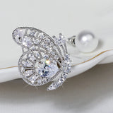 Asymmetric Butterfly Pearl Earrings Bright Zircon Girl's Gift