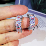 Square Diamond Women's Earrings Brilliant Zircon Gift
