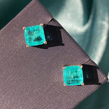 Lake Green Square Diamond Earrings Brilliant Zircon Girl's Gift