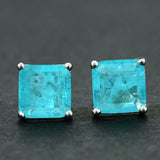 Lake Green Square Diamond Earrings Brilliant Zircon Girl's Gift