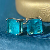 Lake Green Square Diamond Earrings Brilliant Zircon Girl's Gift