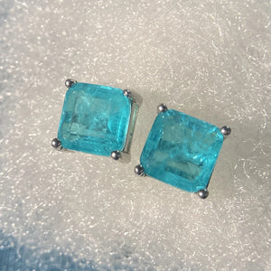 Lake Green Square Diamond Earrings Brilliant Zircon Girl's Gift