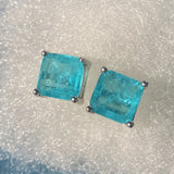 Lake Green Square Diamond Earrings Brilliant Zircon Girl's Gift