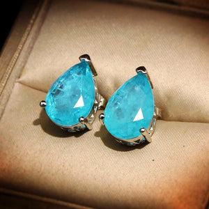 Green Zircon Water Drop Earrings for Women, Party Jewelry