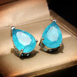 Green Zircon Water Drop Earrings for Women, Party Jewelry