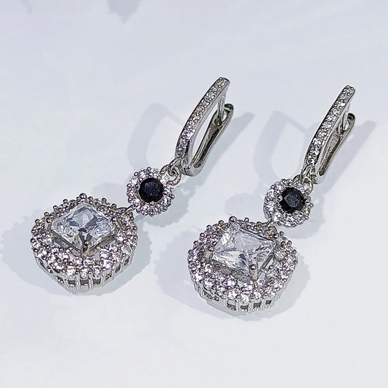Square Zircon Earrings for Women Geometric Jewelry
