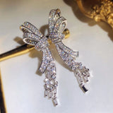 Tassel Bow Women Earrings Zircon Jewelry Girl's Gift