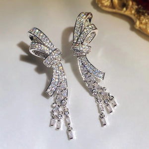 Tassel Bow Women Earrings Zircon Jewelry Girl's Gift