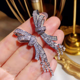Tassel Bow Women Earrings Zircon Jewelry Girl's Gift