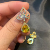 Wings Water Drops Earrings Zircon Girl's Gift Party