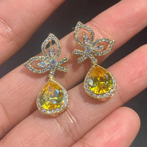 Wings Water Drops Earrings Zircon Girl's Gift Party
