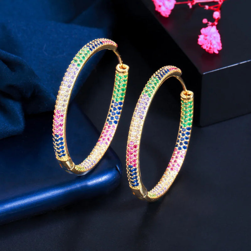 Circle Diamond Earrings High Carbon Diamond Hip Hop Stud Women Jewelry