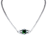 Green High Carbon Diamond Tennis Necklace