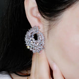 Marquise Diamond Earrings Purple High Carbon Diamond Leaf Studs