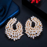 Marquise Diamond Earrings Purple High Carbon Diamond Leaf Studs