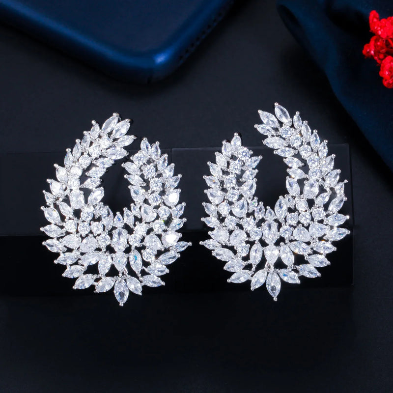 Marquise Diamond Earrings Purple High Carbon Diamond Leaf Studs