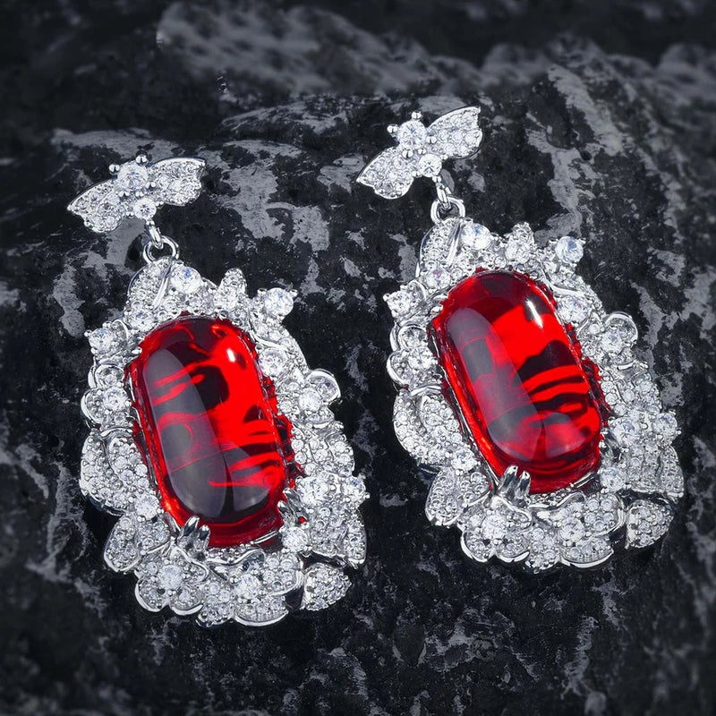 Bright Ruby Earrings for Women, Holiday Gift