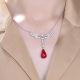 Angel Wings Water Drop Necklace Female Collar Chain Jewelry