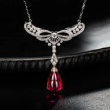 Angel Wings Water Drop Necklace Female Collar Chain Jewelry