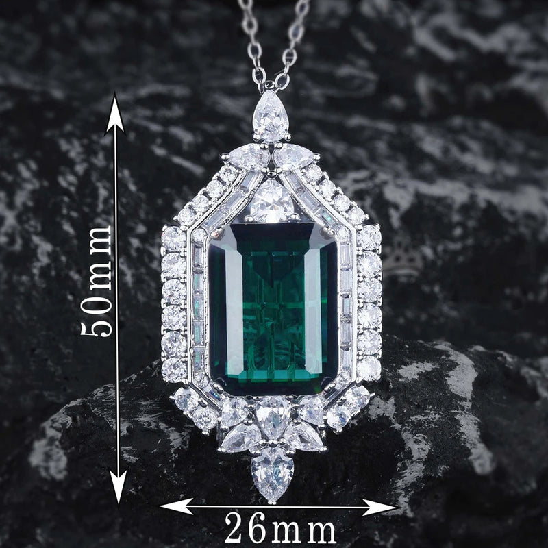 Emerald Rectangular Necklace - Women's Jewelry for Holiday Gift