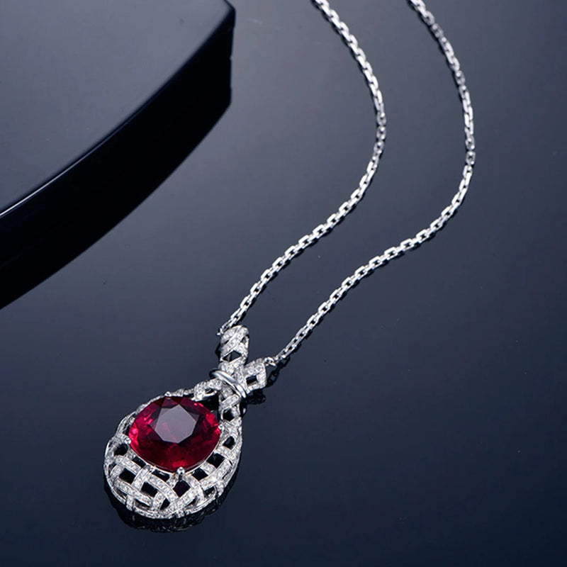 Imitated Natural Pigeon Blood Red Necklace for Women