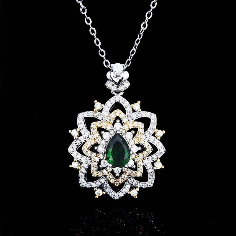 Women Necklace Emerald Necklace Female Lace Chain Jewelry Girl's Holiday Gift