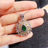 Women Necklace Emerald Necklace Female Lace Chain Jewelry Girl's Holiday Gift