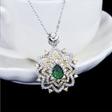 Women Necklace Emerald Necklace Female Lace Chain Jewelry Girl's Holiday Gift
