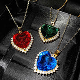 Heart Ocean Gem Necklace 20mm Female Collar Chain Holiday Gift