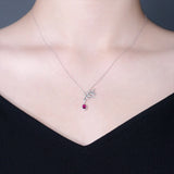 Women Ruby Feather Collar Chain Jewelry Girl's Holiday Gift Party