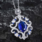 Women Tanzanite Sapphire Necklace Collar Chain Jewelry Gift