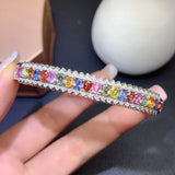 Rainbow Zircon Bracelet for Women, Imitated Sri Lankan Gem, Party Gift