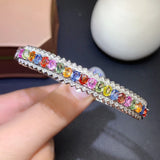 Rainbow Zircon Bracelet for Women, Imitated Sri Lankan Gem, Party Gift